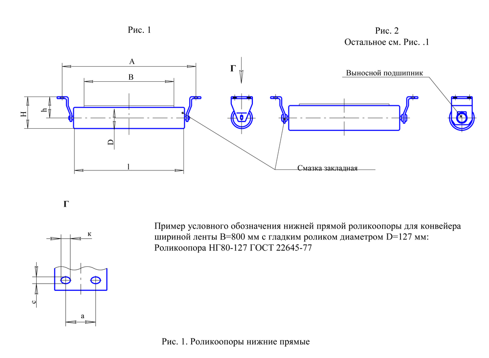 Характеристика нижних прямых роликоопор